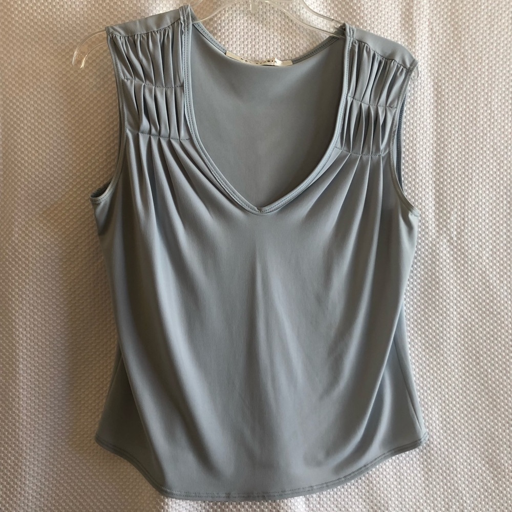 Max Studio Pleated Detail Blue/Gray Shirt -M